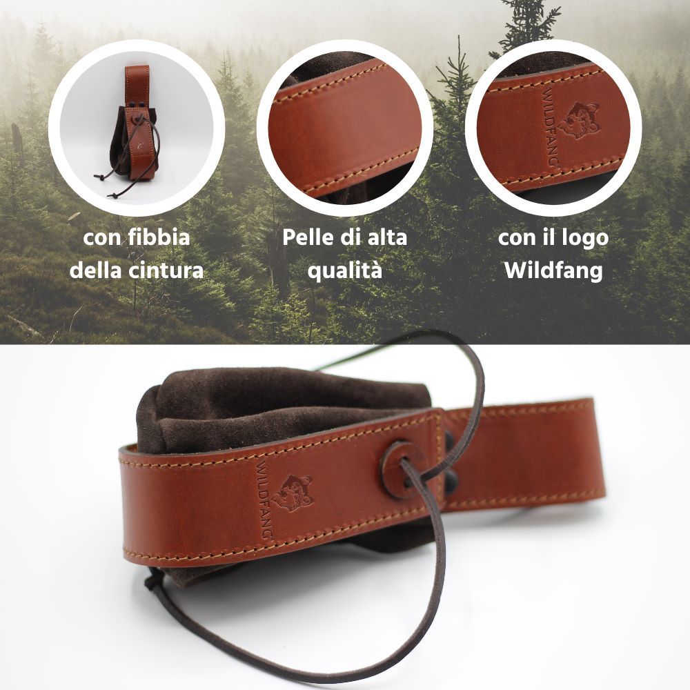 Borsa in pelle marrone con cinturino e logo Wildfang. Dettagli: fibbia della cintura, pelle di alta qualità, logo Wildfang.