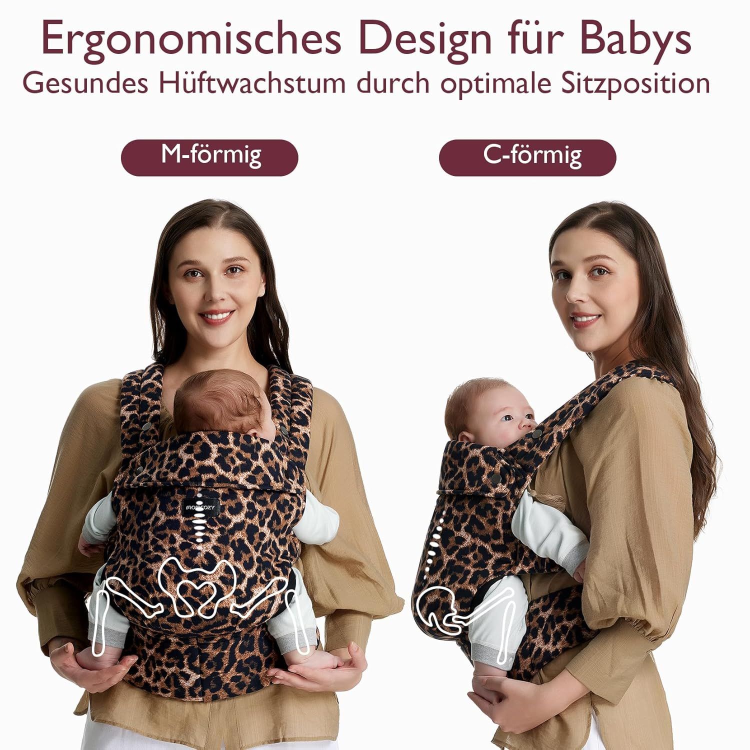 Momcozy Marsupio per Bambini Leggero e Traspirante Leopardato