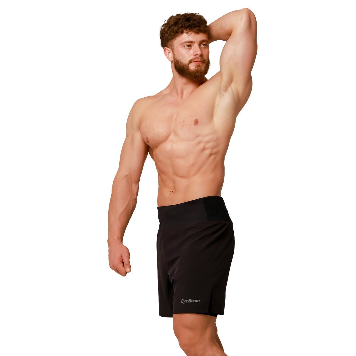 GymBeam Pantaloncini uomo Pulse Running 2in1 slim neri con tasche