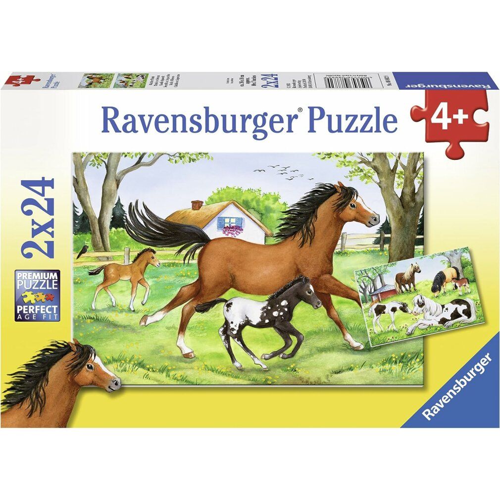 Puzzle 2x24 pezzi Mondo dei cavalli da 4 anni Due puzzle per un divertimento doppio