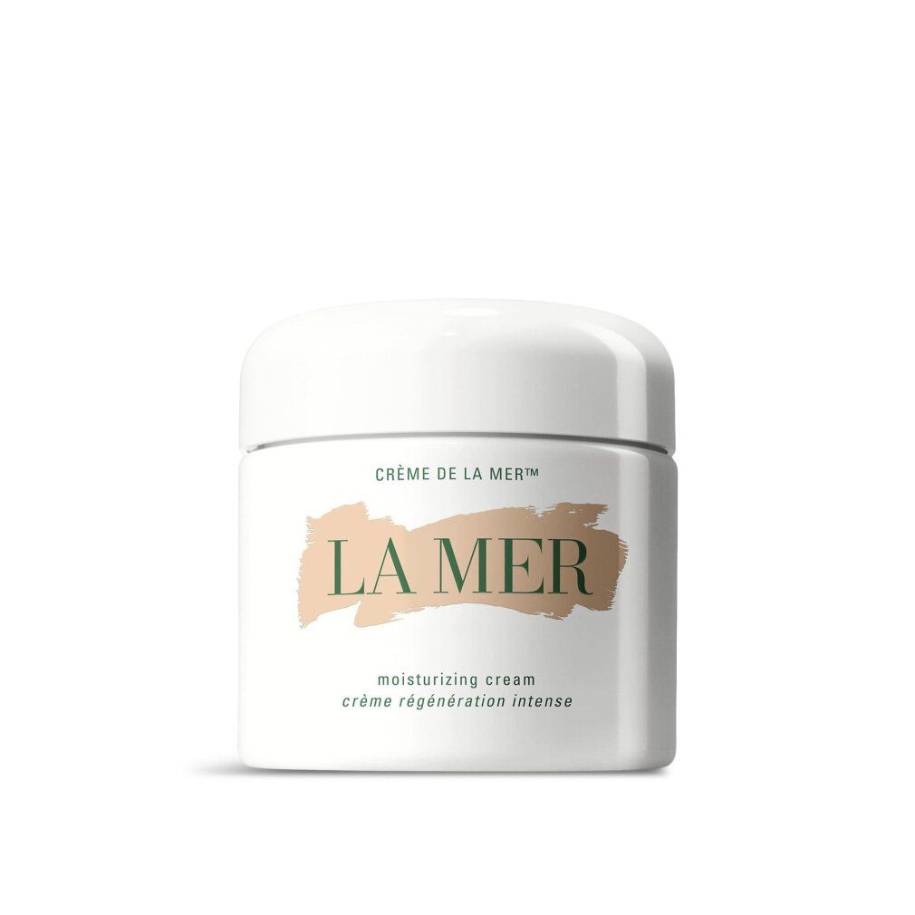 Vasetto bianco con coperchio. Scritta: LA MER, moisturizing cream, crème régénération intense.