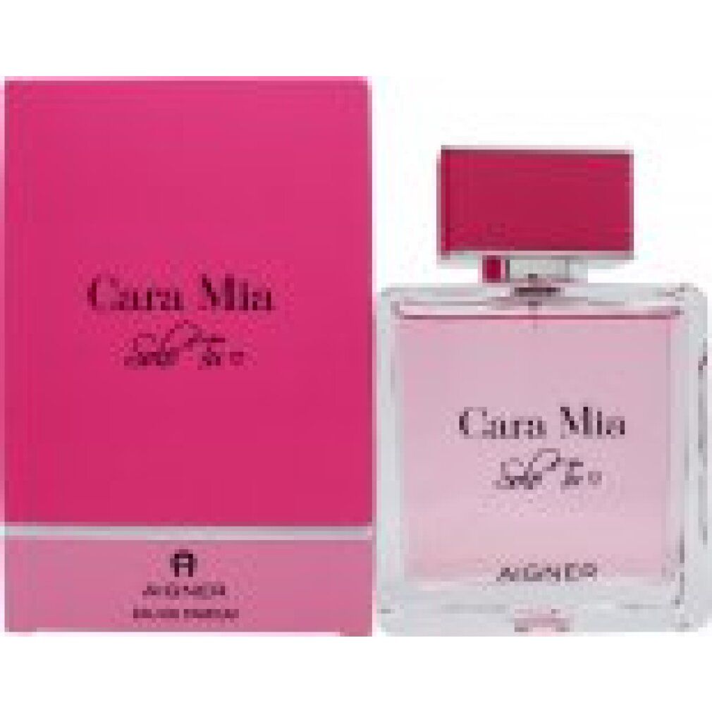 Flacone e confezione rosa. Scritta: Cara Mia Solo Tu, AIGNER. Eau de Parfum.