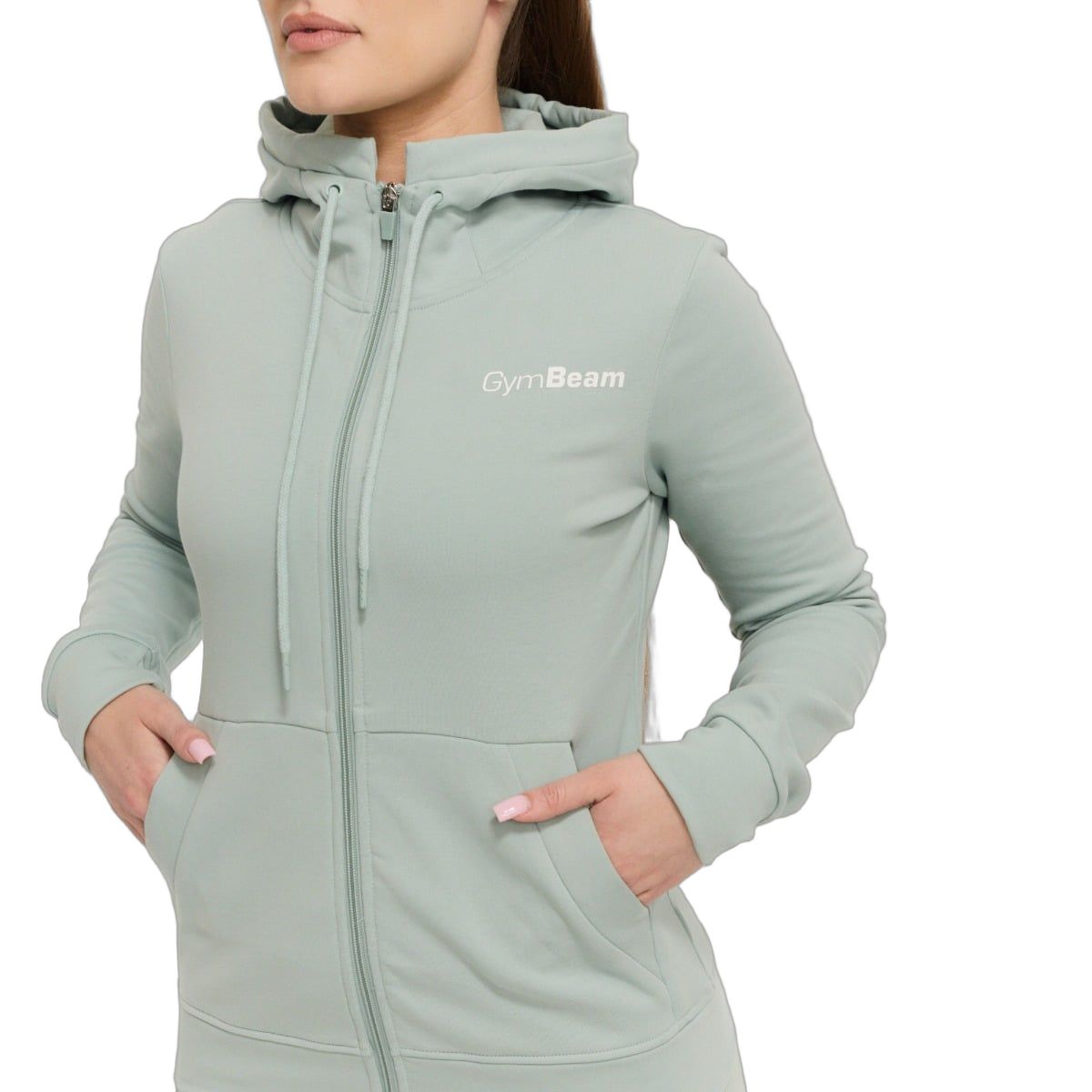GymBeam Felpa con cappuccio e zip da donna regular Limitless Eucalypt