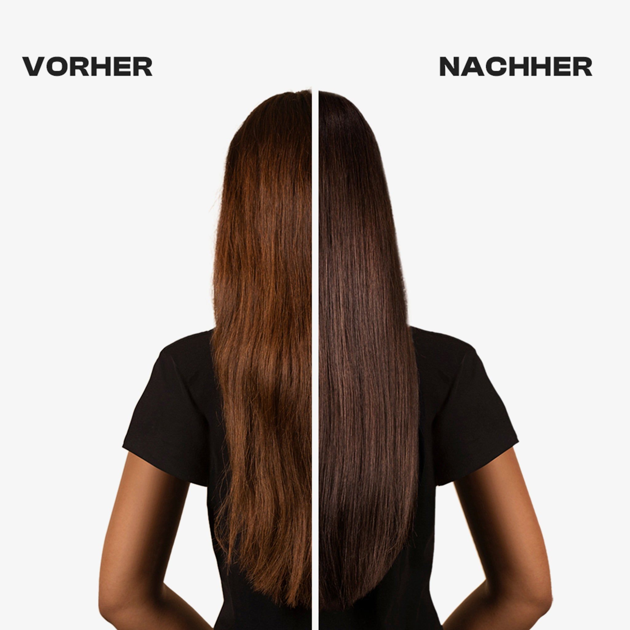 Confronto capelli prima e dopo. Scritta: PRIMA, DOPO.