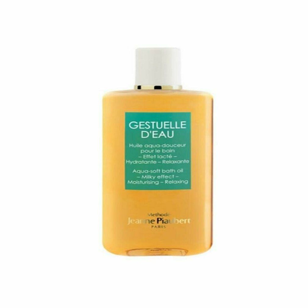 Flacone Gestuelle d'Eau. Olio aqua-soft per il bagno. Effetto latteo, idratante, rilassante. Marchio Jeanne Piaubert.