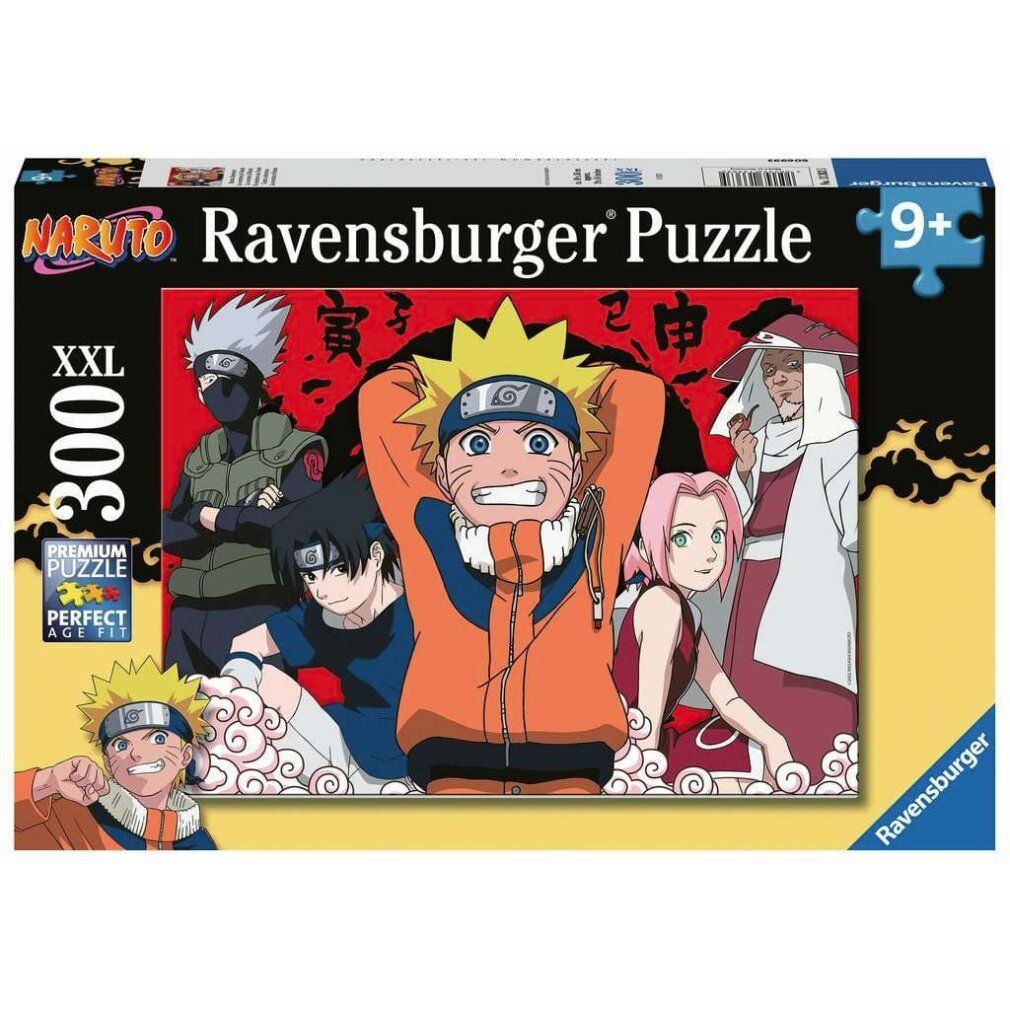 Scatola puzzle Naruto, 300 pezzi. Marca Ravensburger. Consigliato dai 9 anni in su. Con immagine del prodotto.