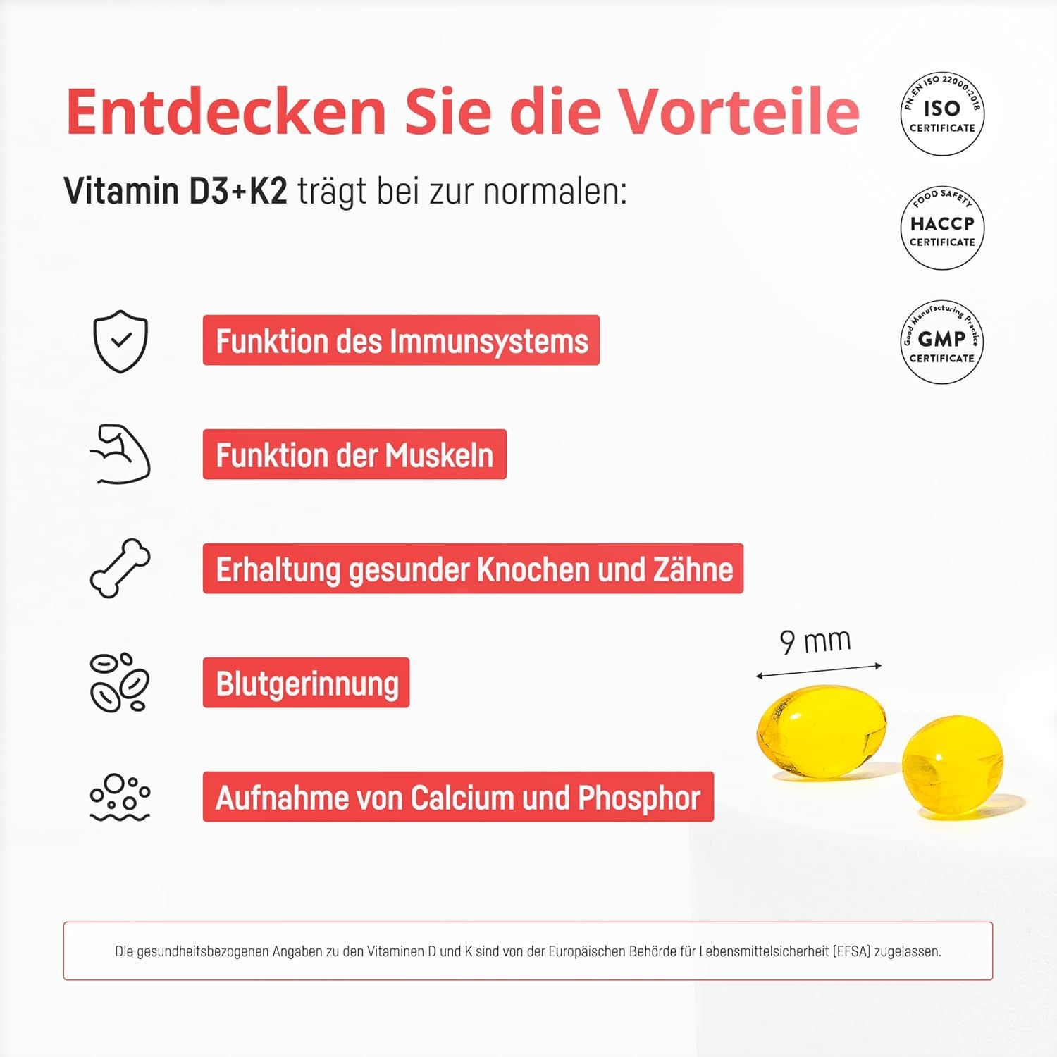 Bio Medical Pharma Vitamina D3+K2: Supporta sistema immunitario, muscoli, ossa, denti, coagulazione, assorbimento calcio/fosforo.