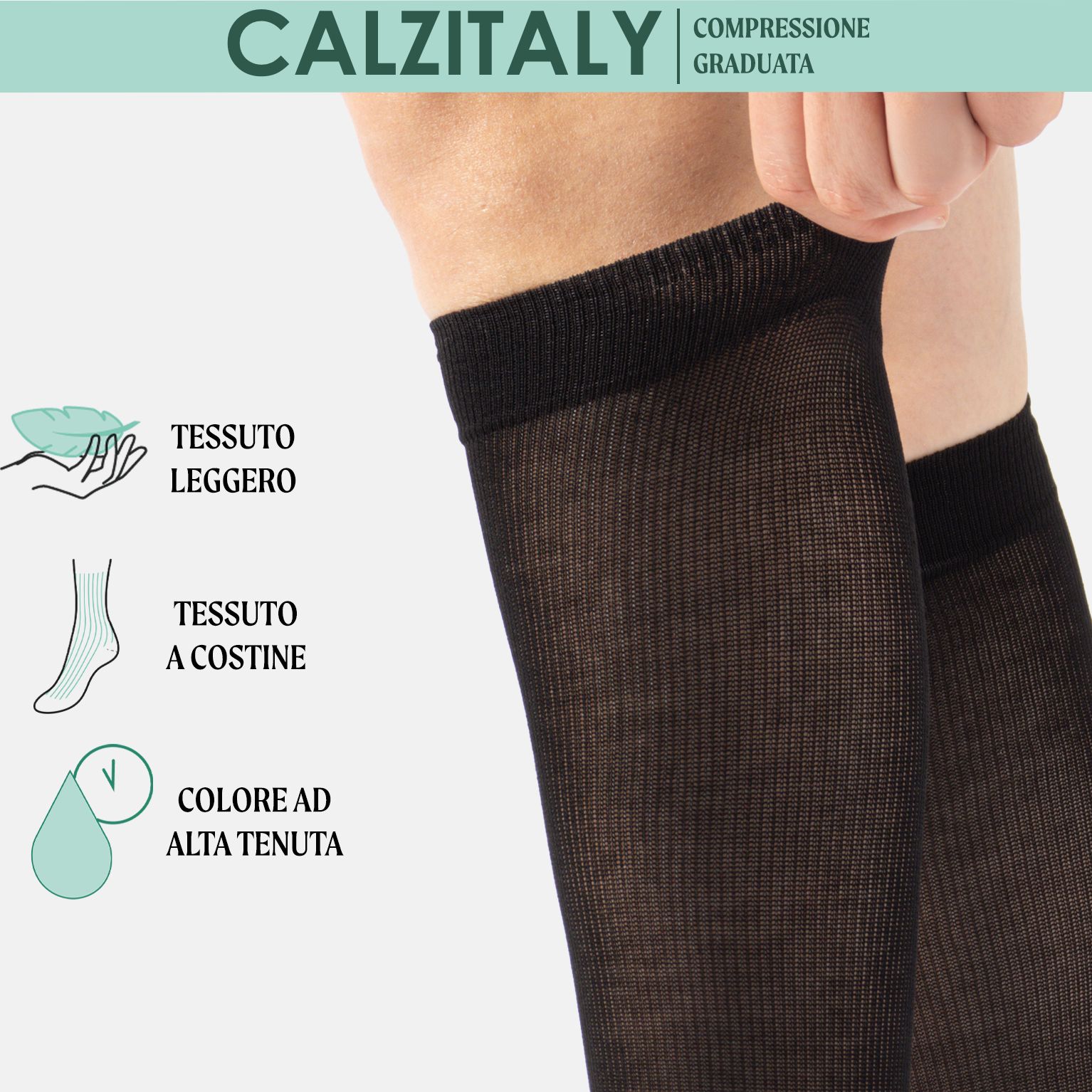 CALZITALY Gambaletti Filo di Scozia Compressione Graduata media, Calze Medicali Unisex Made in Italy