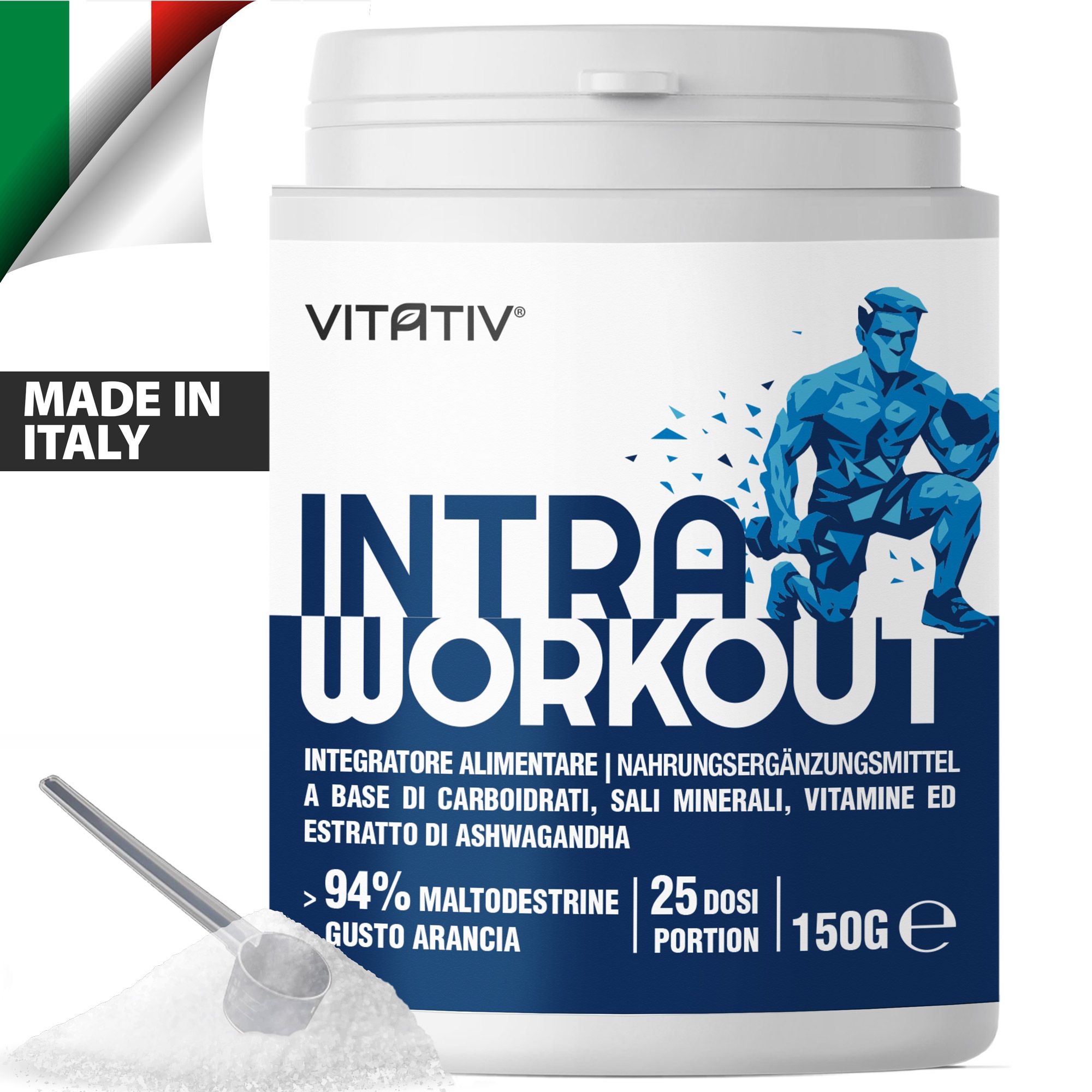 VITATIV® Intra Workout Uomo in Polvere con Maltodestrine, Ashwagandha, Minerali e Vitamine - 150 g