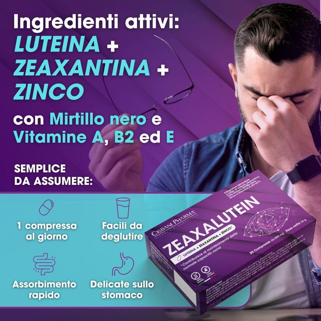 Cisbani Pharma Zeaxalutein - Integratore occhi ad alto dosaggio di Luteina e Zeaxantina