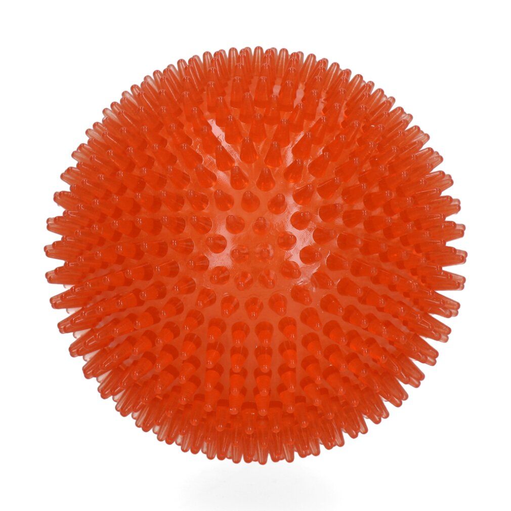 Sfera arancione, con punte. Superficie con molti piccoli picchi. Prodotto benessere.
