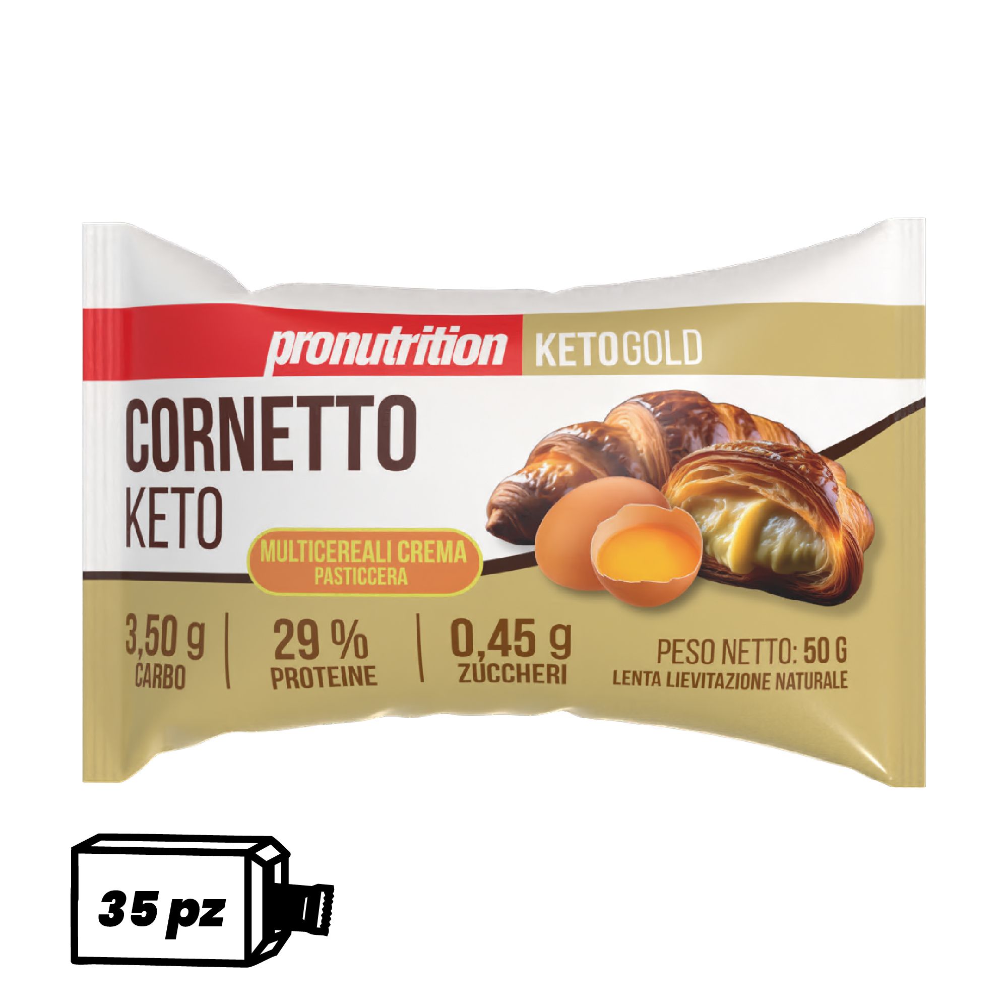 Pronutrition Cornetto keto (35 pezzi x 50 gr, Crema pasticcera)