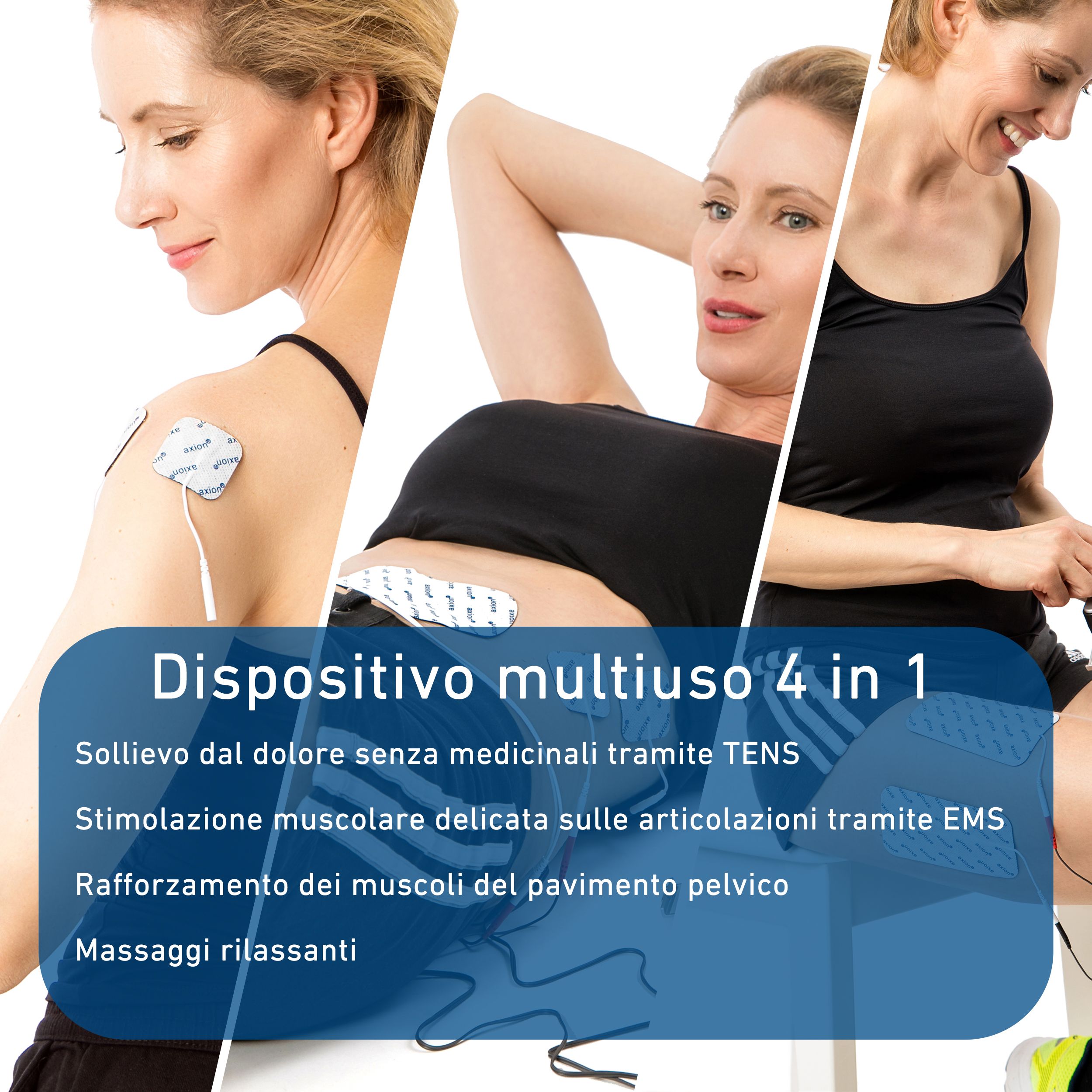 axion® STIM-PRO X9B Dispositivo TENS EMS a 4 canali con batteria