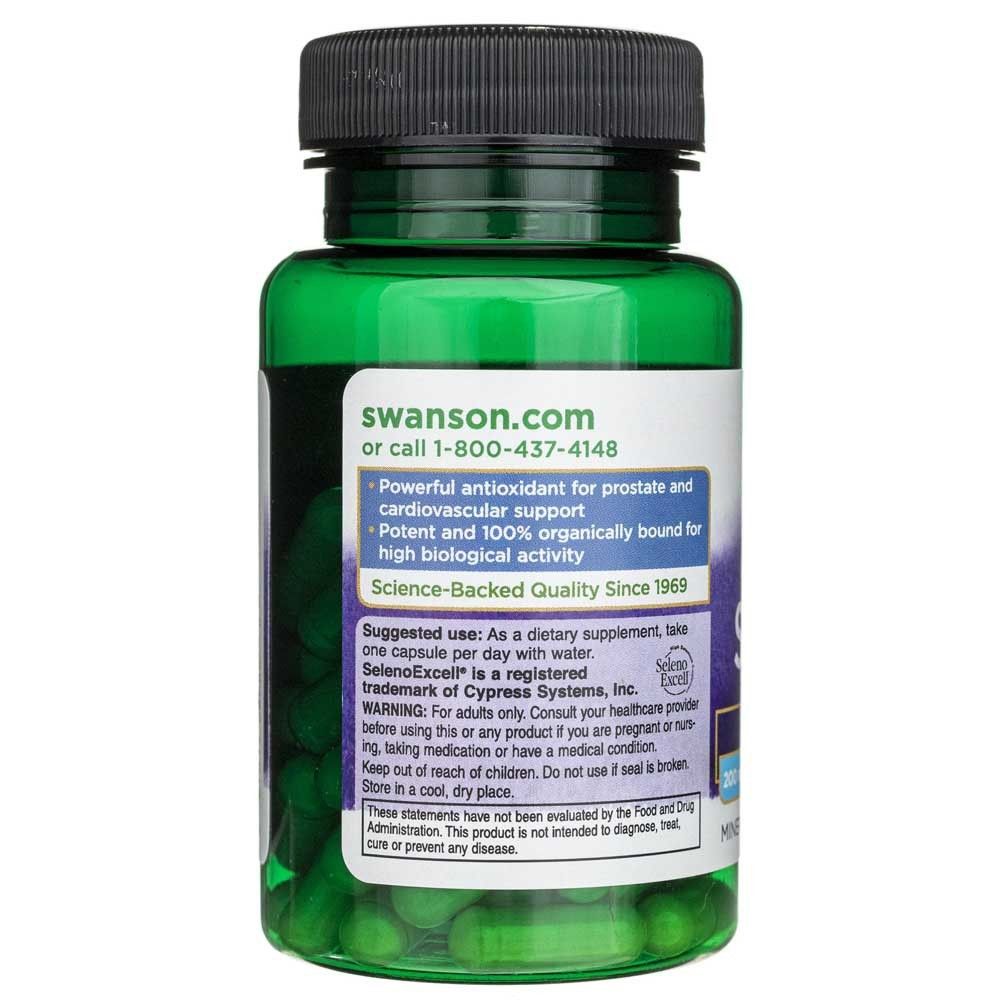 Retro di una capsula verde con etichetta che riporta Swanson.com e informazioni sul prodotto.