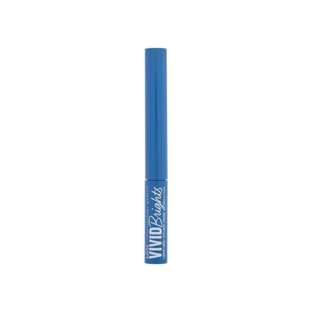 Eyeliner liquido blu. Nome prodotto: Vivid Brights. Marchio: NYX Professional Makeup. Applicatore nero.