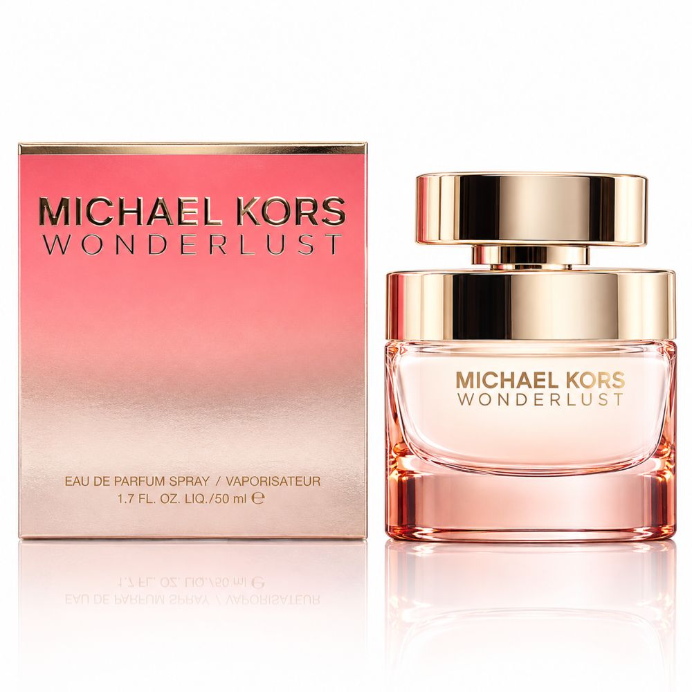 Spray Eau de Parfum Michael Kors Wonderlust 50 ml, flacone e confezione.