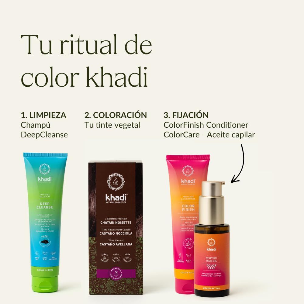 Gamma prodotti: shampoo, tinta, balsamo. Marchio: Khadi. Prodotti in tubi e flaconi.