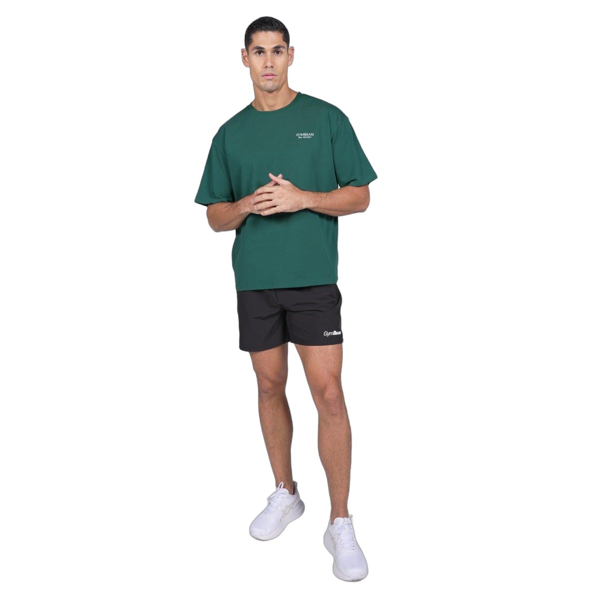 GymBeam Maglietta uomo oversize Lifting Heavy Forest a maniche corte