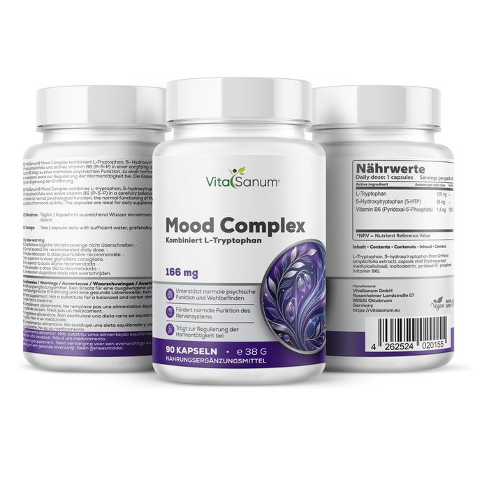 Tre bottiglie di VitaSanum Mood Complex Capsule, 90 pezzi per bottiglia.