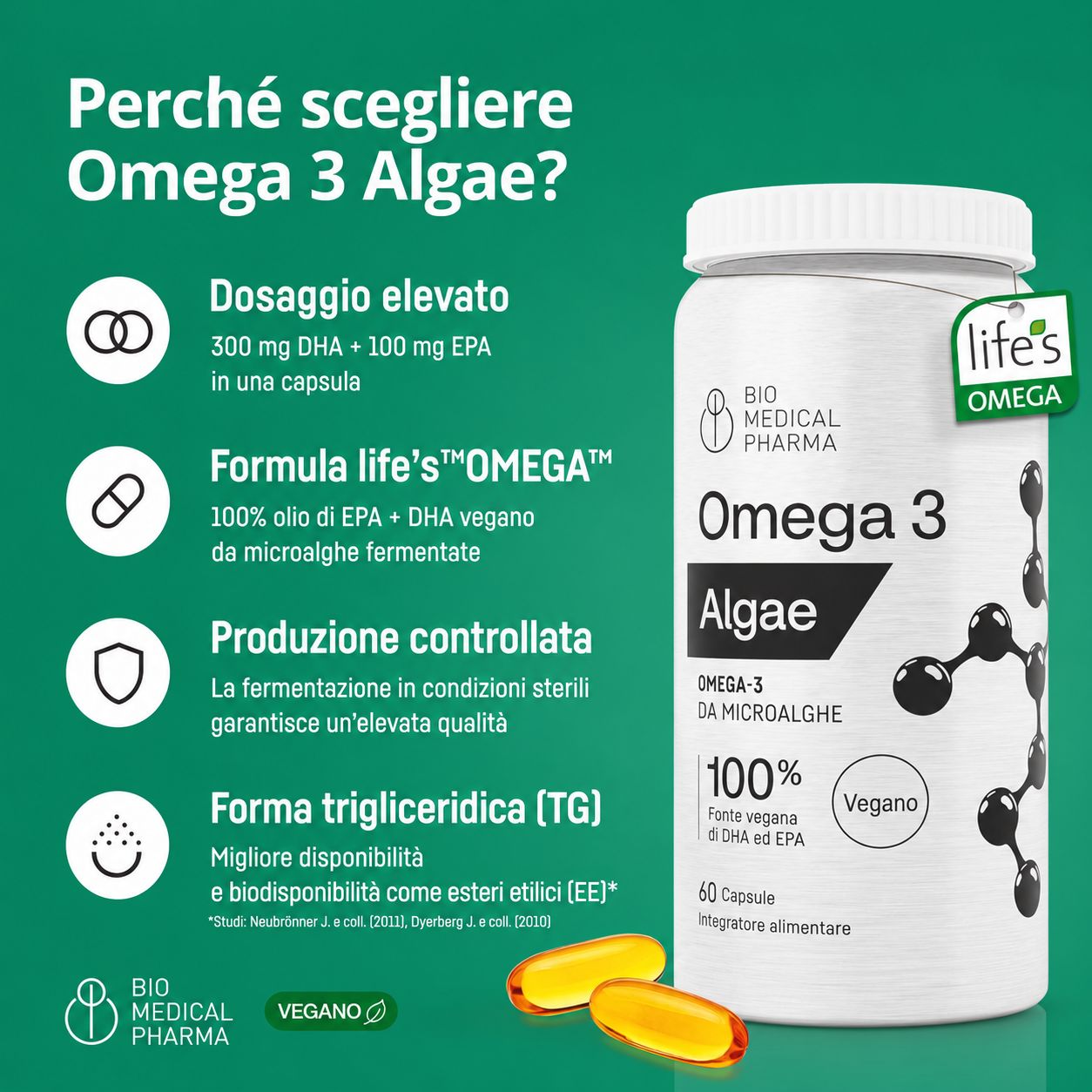 Bio Medical Pharma Capsule Omega 3 Vegan Olio di Alghe