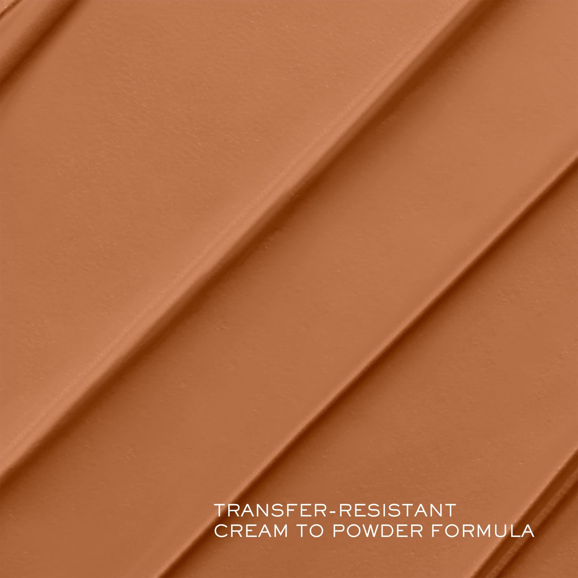 Tonalità marrone chiaro. Testo: Transfer-Resistant, Cream to Powder Formula.