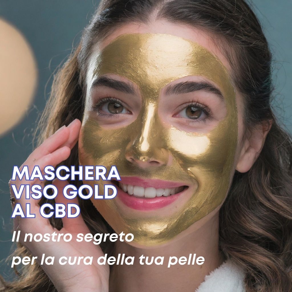 Maschera Viso CBD Dorata Ultra Idratante – Trattamento Nutriente, Illuminante e Rigenerante