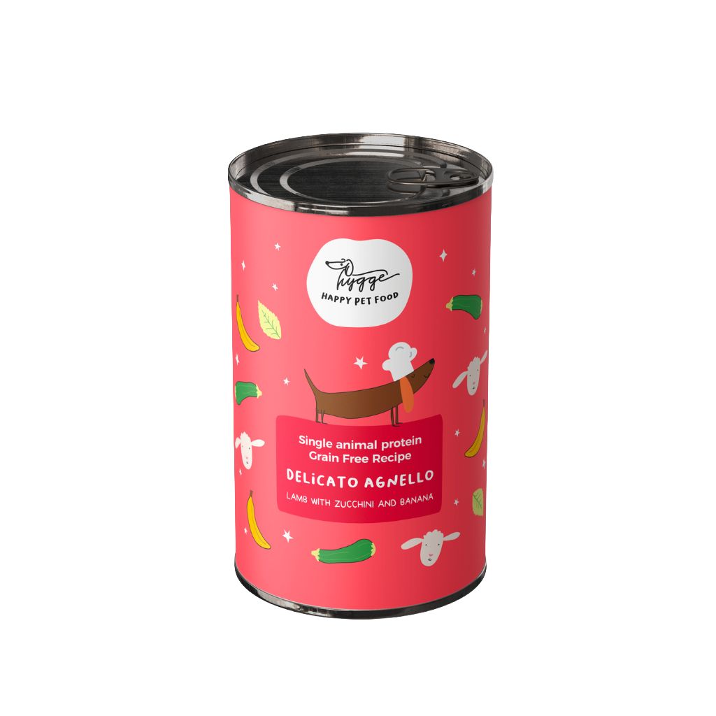 HYGGEDOG - Monoproteico Delicato Agnello con Zucchine e Banana - 5 scatolette