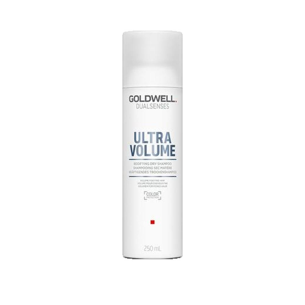 Spray shampoo bianco con scritta Goldwell Dualsenses Ultra Volume. 250 ml. Shampoo secco.