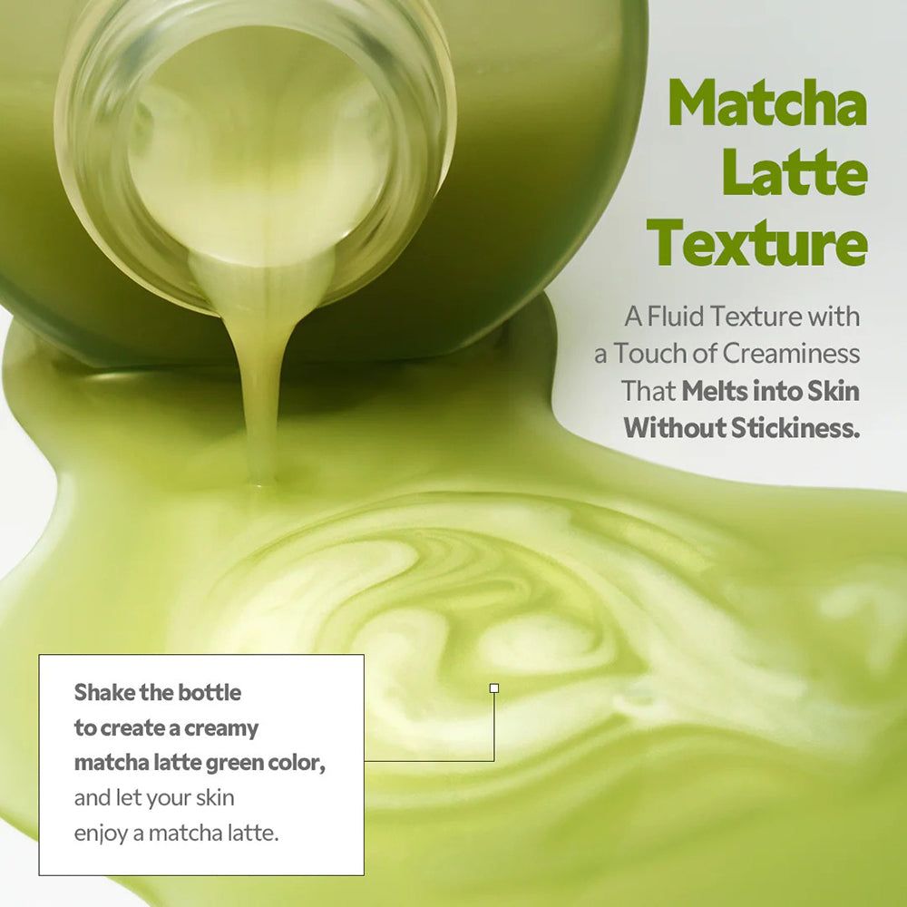 TIRTIR Matcha Dual Serum texture: cremosa texture matcha latte.