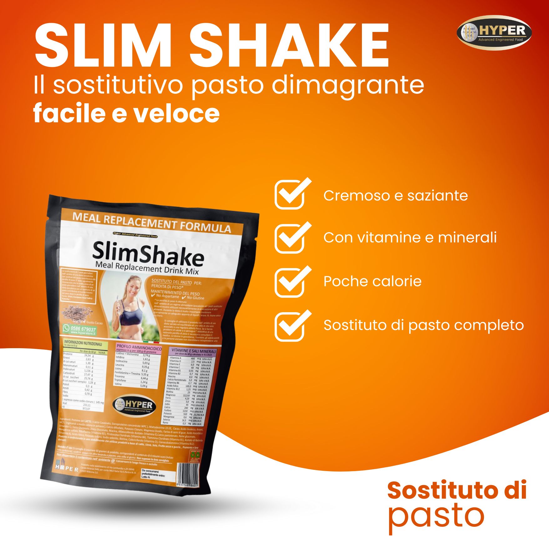 HYPER sostituto di pasto Slim Shake Cacao