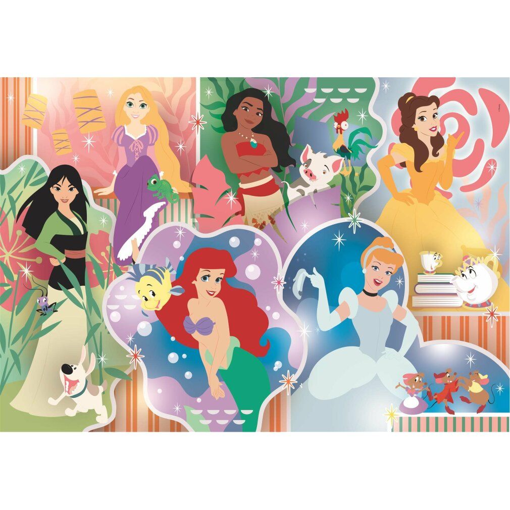 Puzzle Clementoni Disney Princess, 24 pezzi. Rappresentate Mulan, Rapunzel, Ariel, Cenerentola, Belle e Pocahontas.
