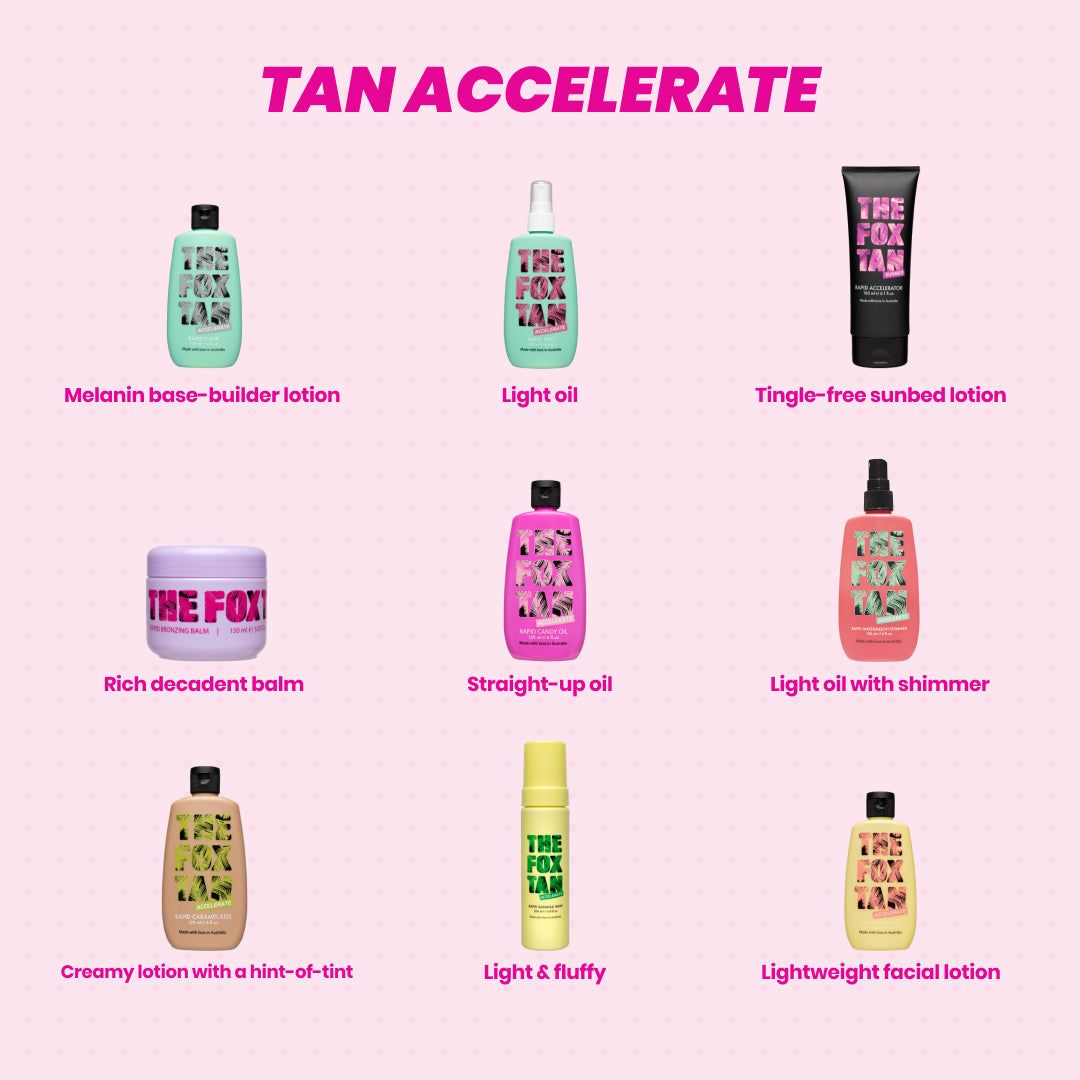 The Fox Tan Rapid Candy Oil, acceleratore dell'abbronzatura vegano, oli naturali, luminosità, 120ml