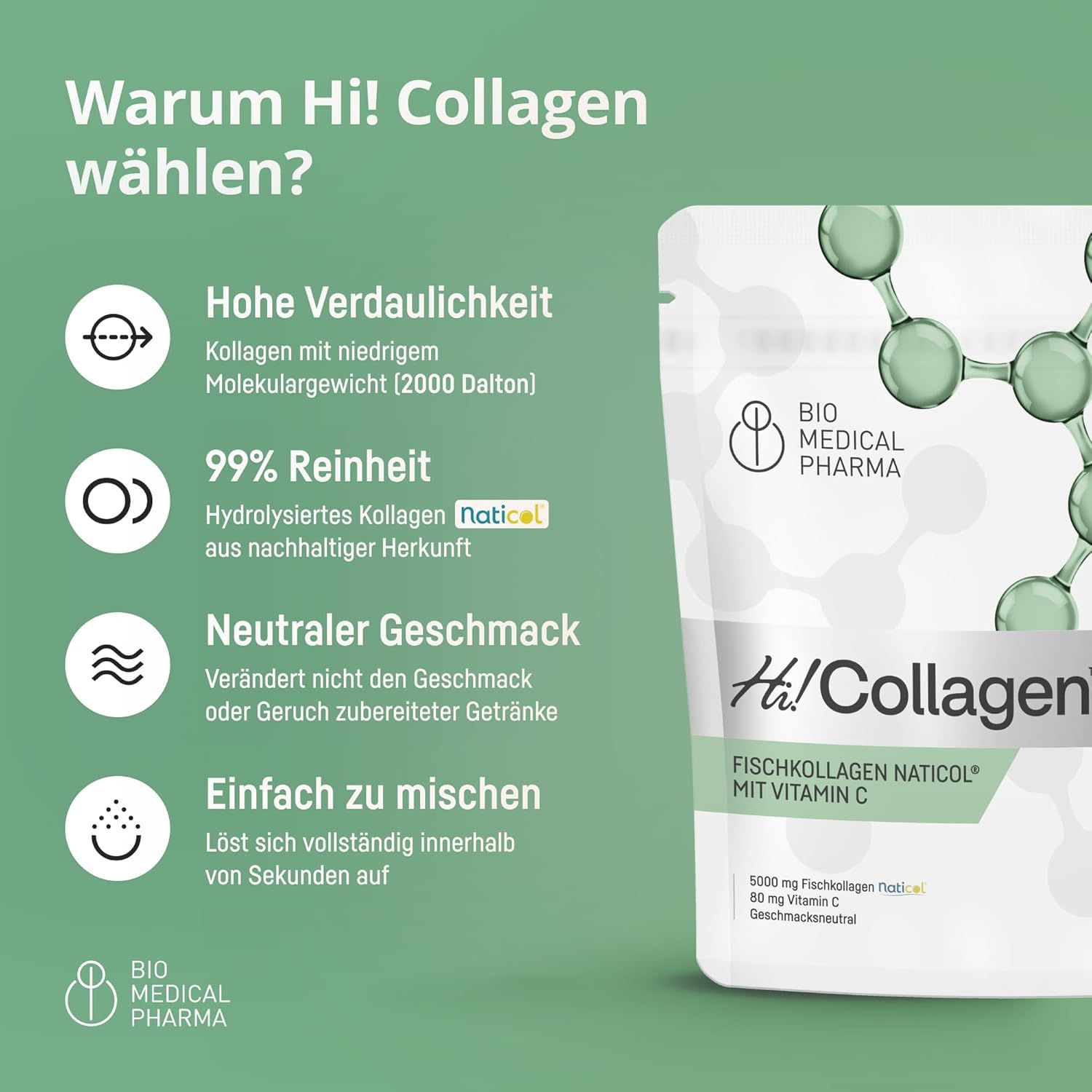 Bio Medical Pharma Collagene Marino in Polvere con Vitamina C