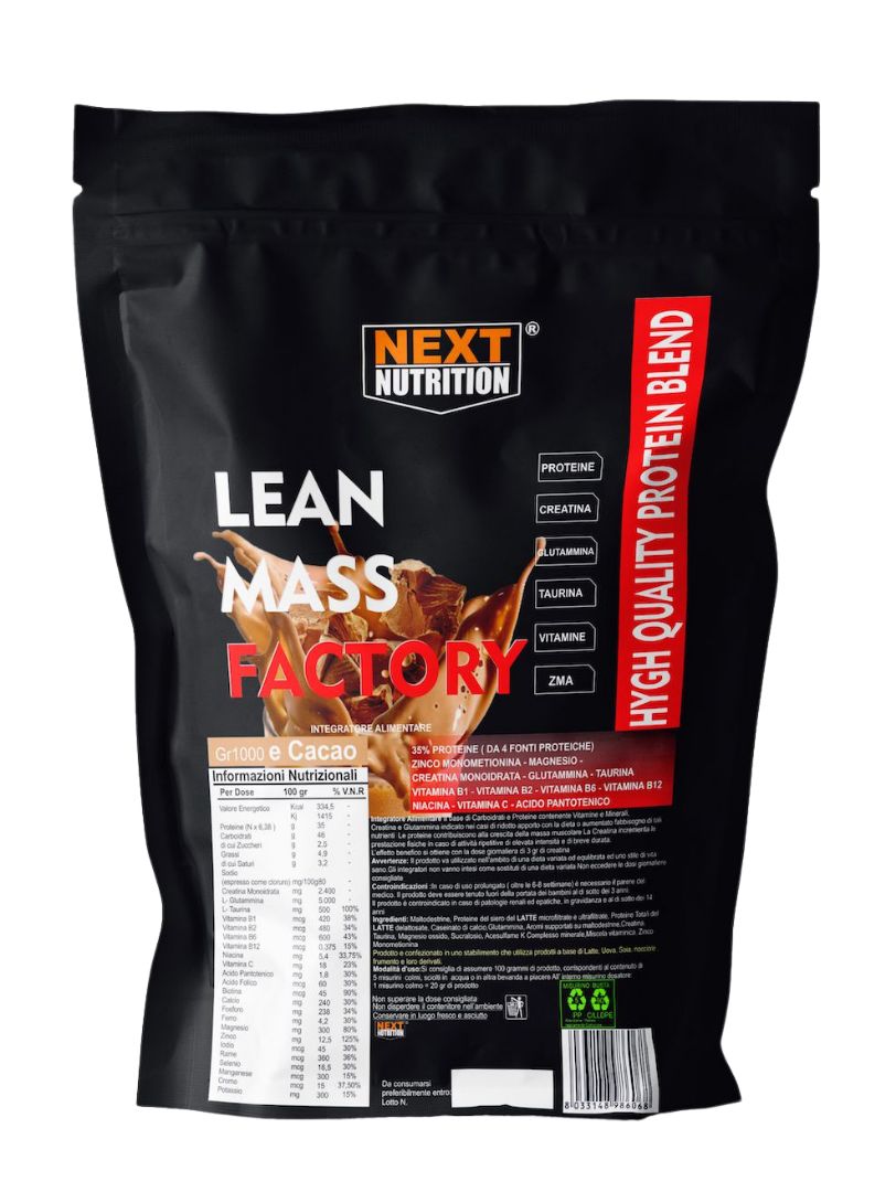Lean Mass Factory - Proteine Mass Gainer per Aumento Peso e Massa Muscolare | Creatina, Glutammina