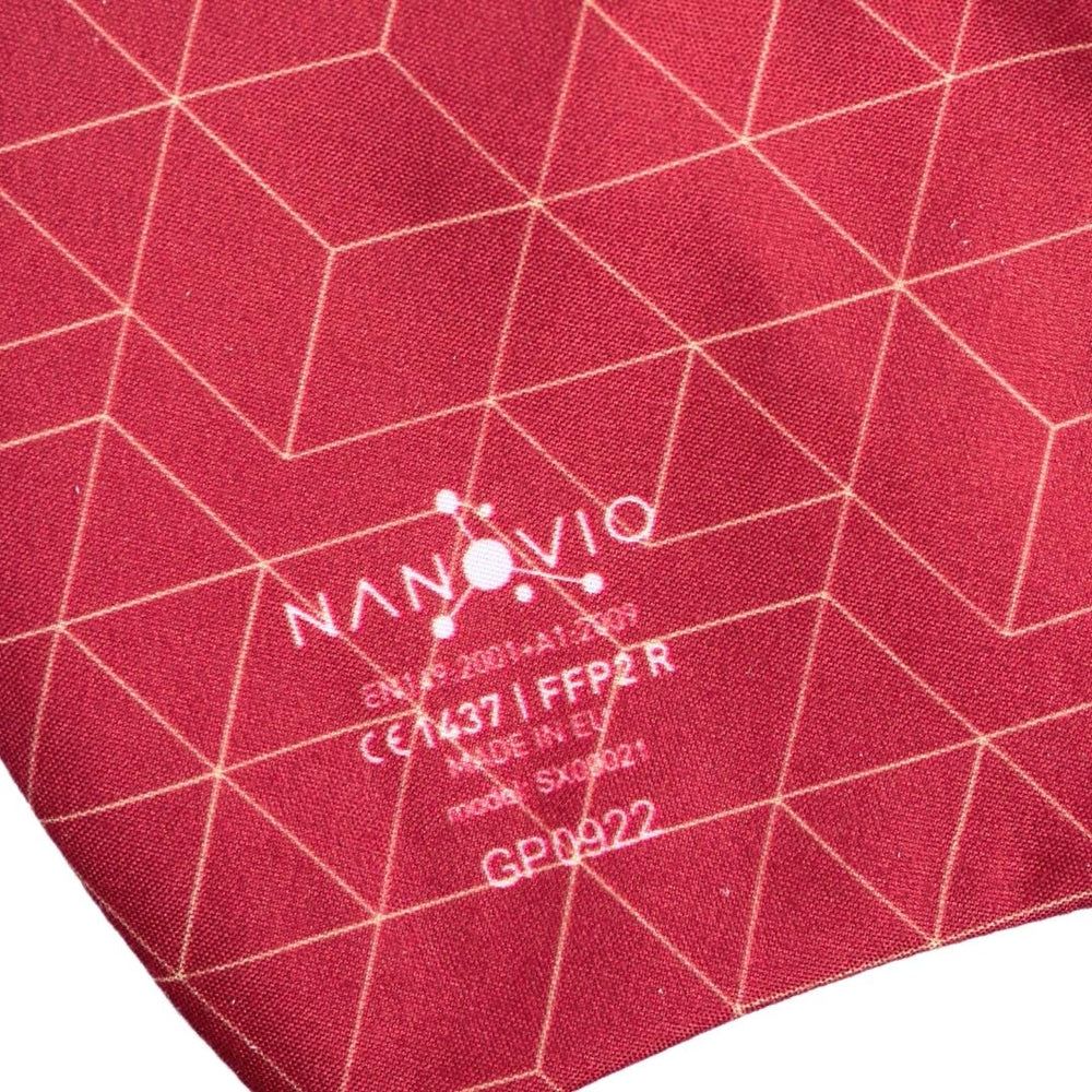 Nanovio Maschera FFP2 riutilizzabile I Mosaico Rosso I Nano Maschera dall'Europa