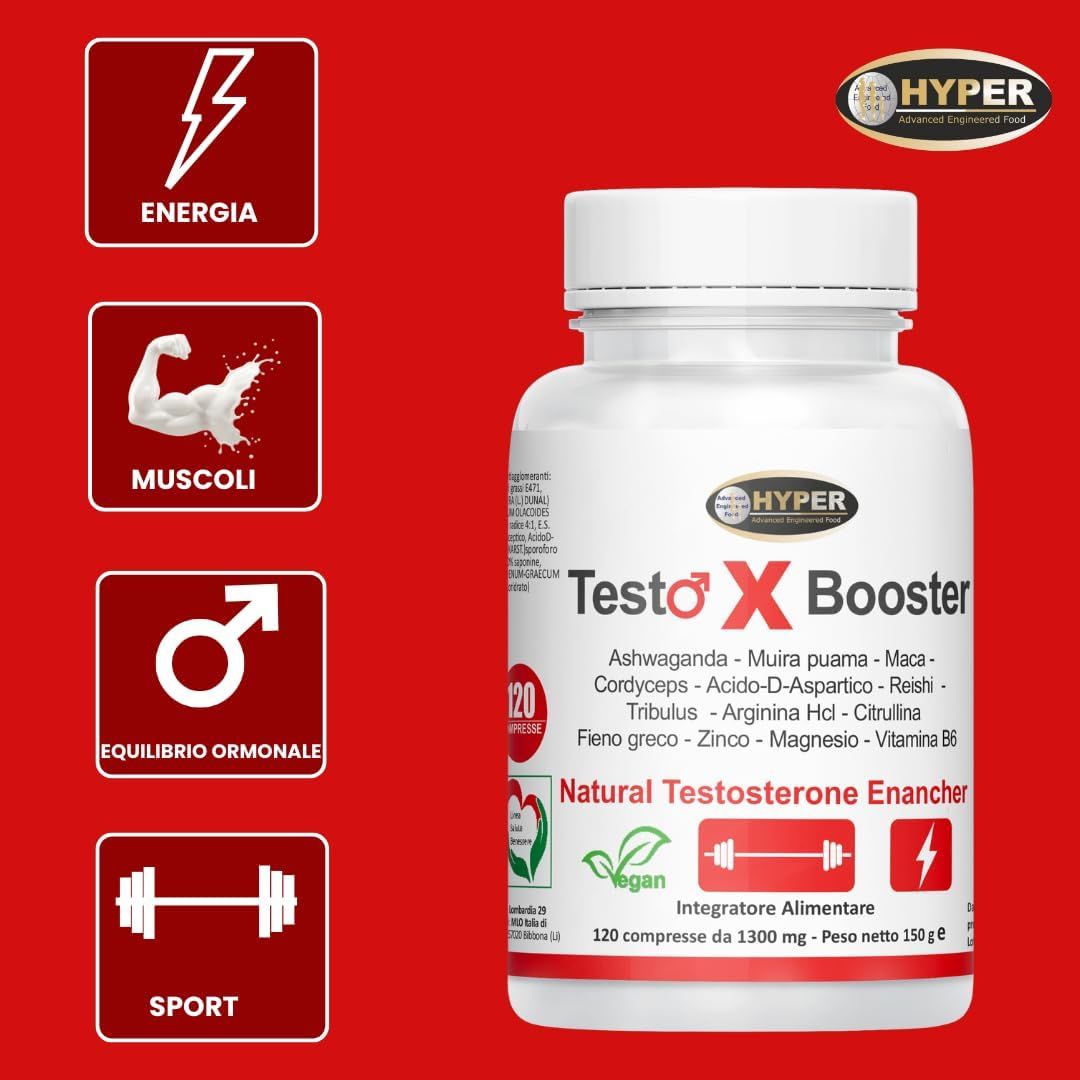 HYPER Testo X Booster Testo Booster Stimolante Testosterone Uomo Ashwaganda    Maca Tribulus