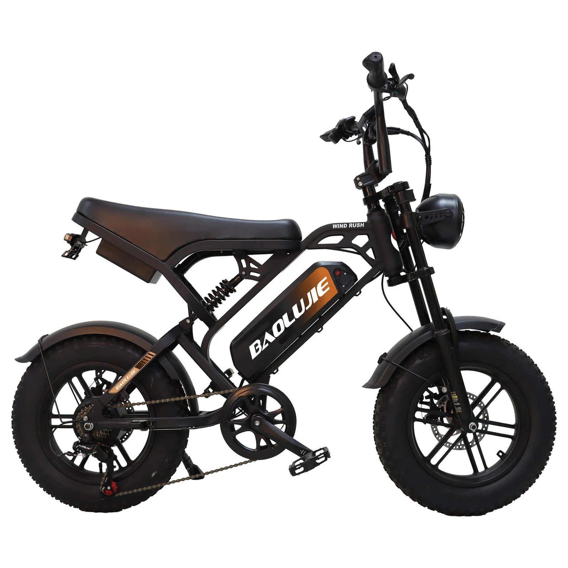 BAOLUJIE F2 Bici Elettrica Full Suspension, 48V 13Ah, 16"x4.0"
