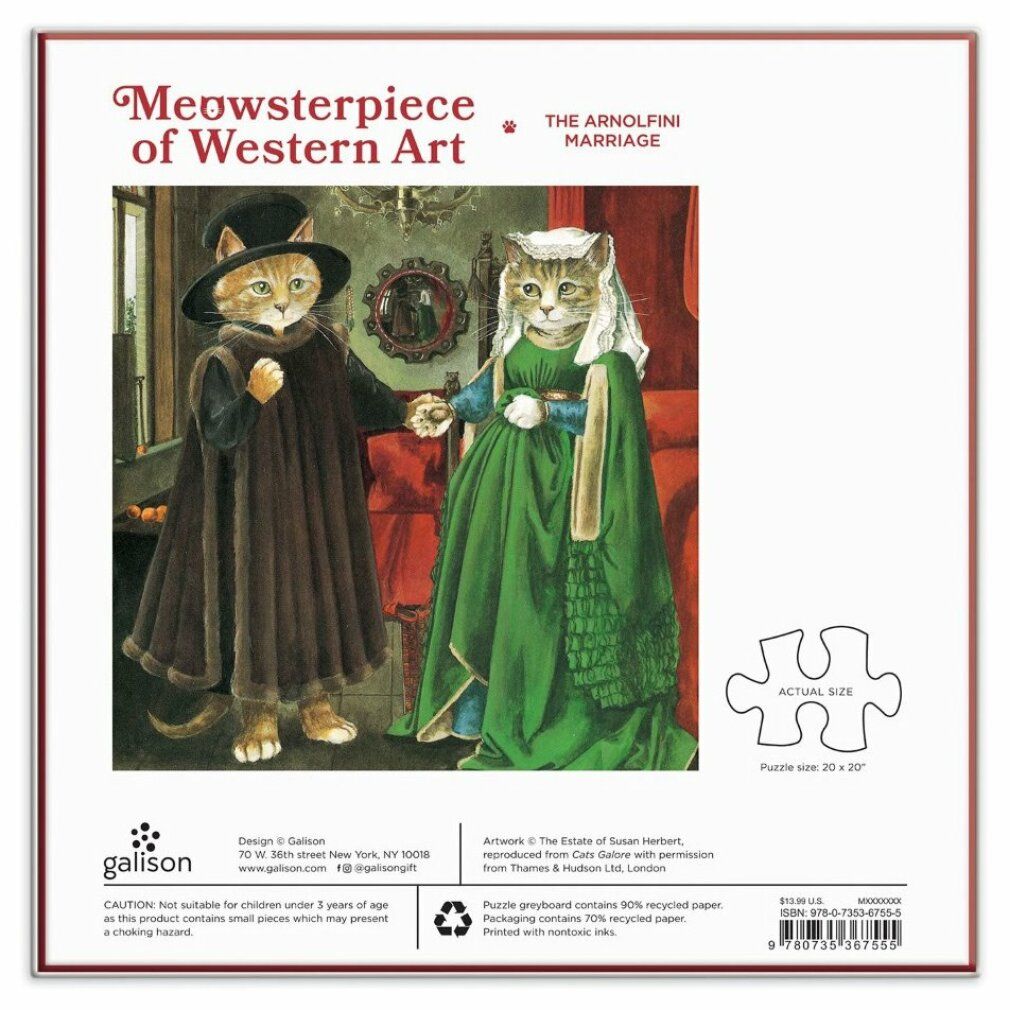 galison Puzzle quadrato Meowsterpiece: il matrimonio Arnolfini 500 pezzi