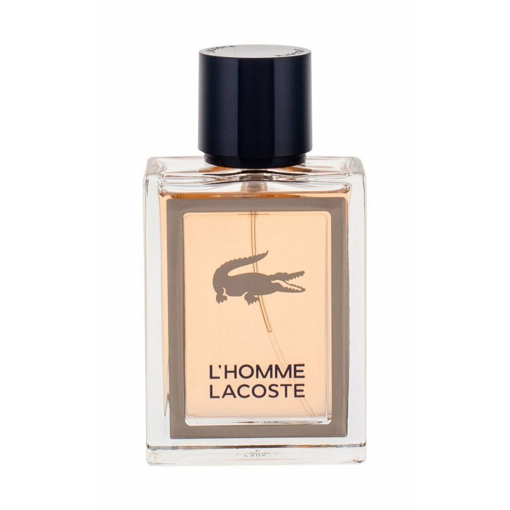 Flacone rettangolare di spray Eau de Toilette con tappo nero. Logo e scritta sul flacone.