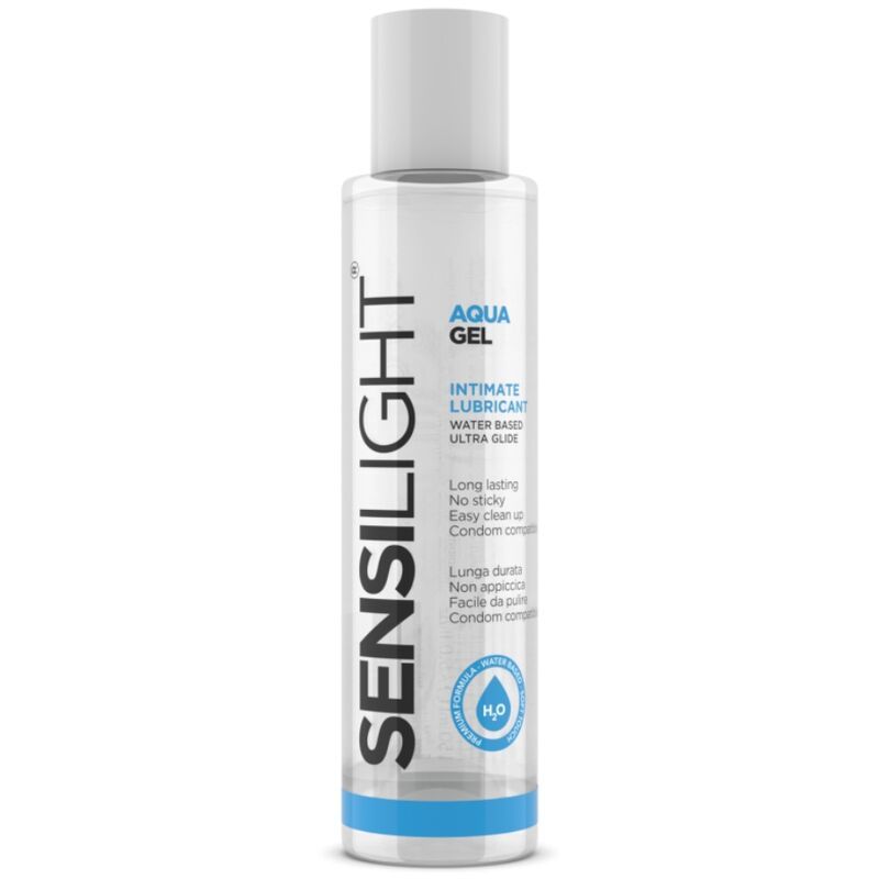 Lubrificante intimo Sensilight Aqua Gel, a base d'acqua, ultra scorrevole. Lunga durata, non appiccicoso, facile da pulire.