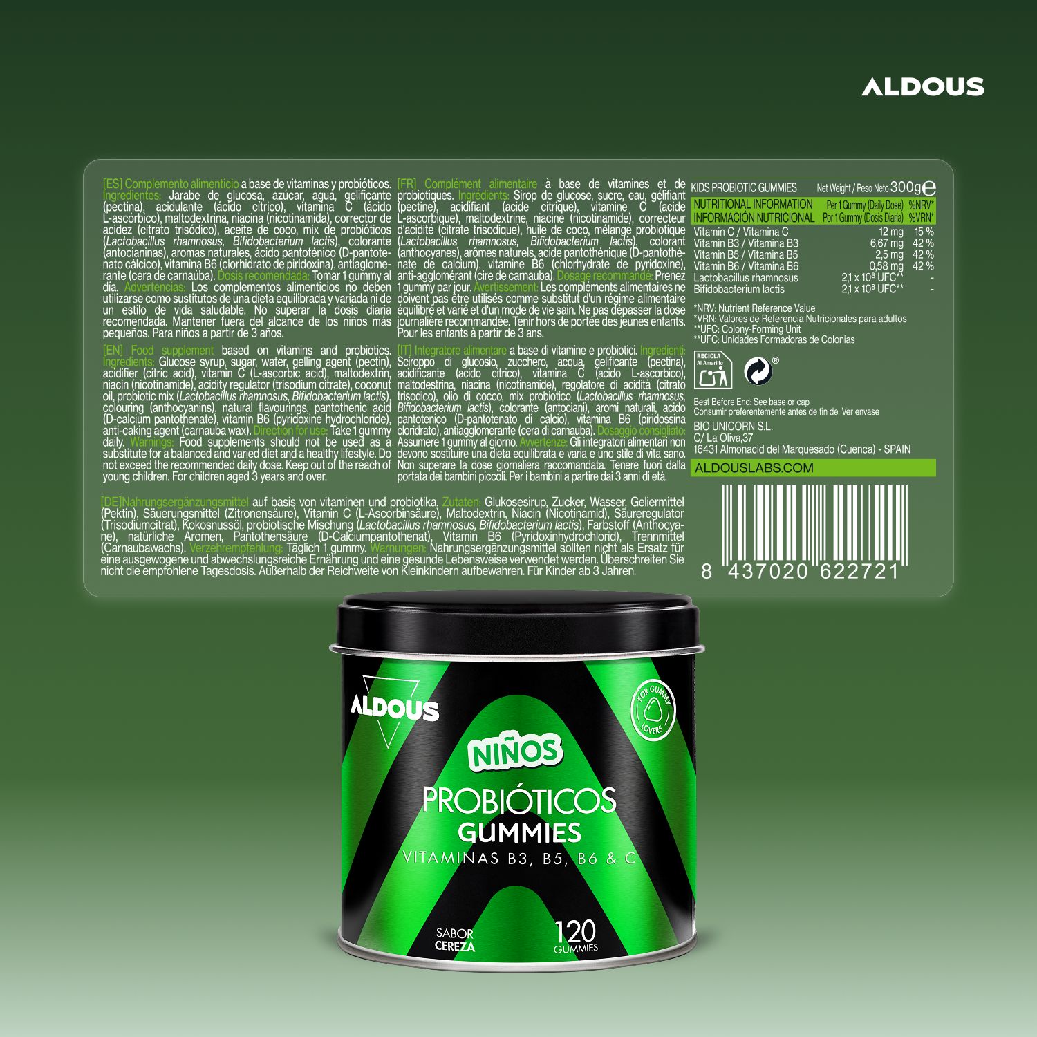 Aldous - Probiotici per Bambini Gummies - Intestino, Gonfiore Addominale