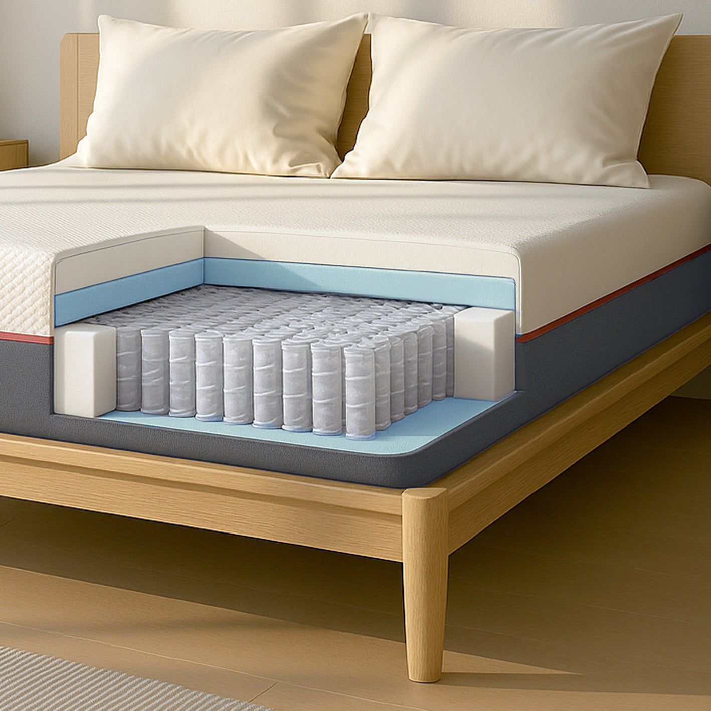 The White Stone Materasso 120x190 cm Molle Insacchettate e Memory Foam | Altezza 30 cm