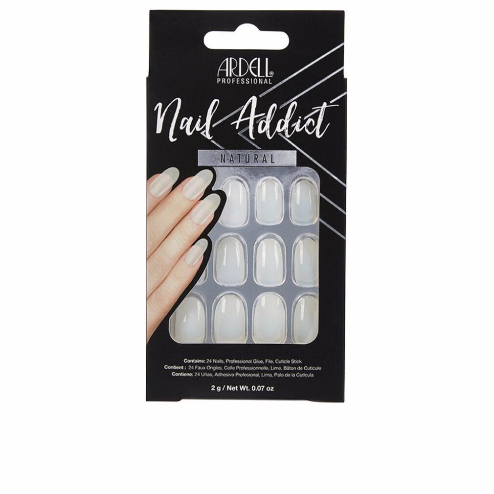Ardell Nail Addict Natural Oval False Nails. Confezione nera. 24 unghie finte, colla, lima. Forma ovale naturale.