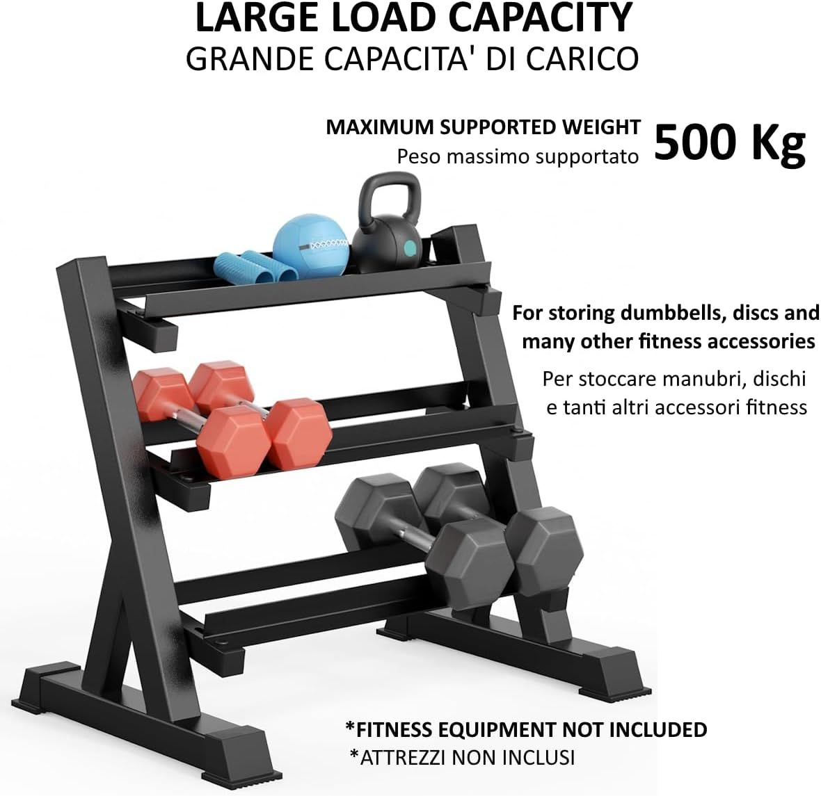 FFitness Rastrelliera per Manubri 3 Livelli Supporto Porta Pesi FF
