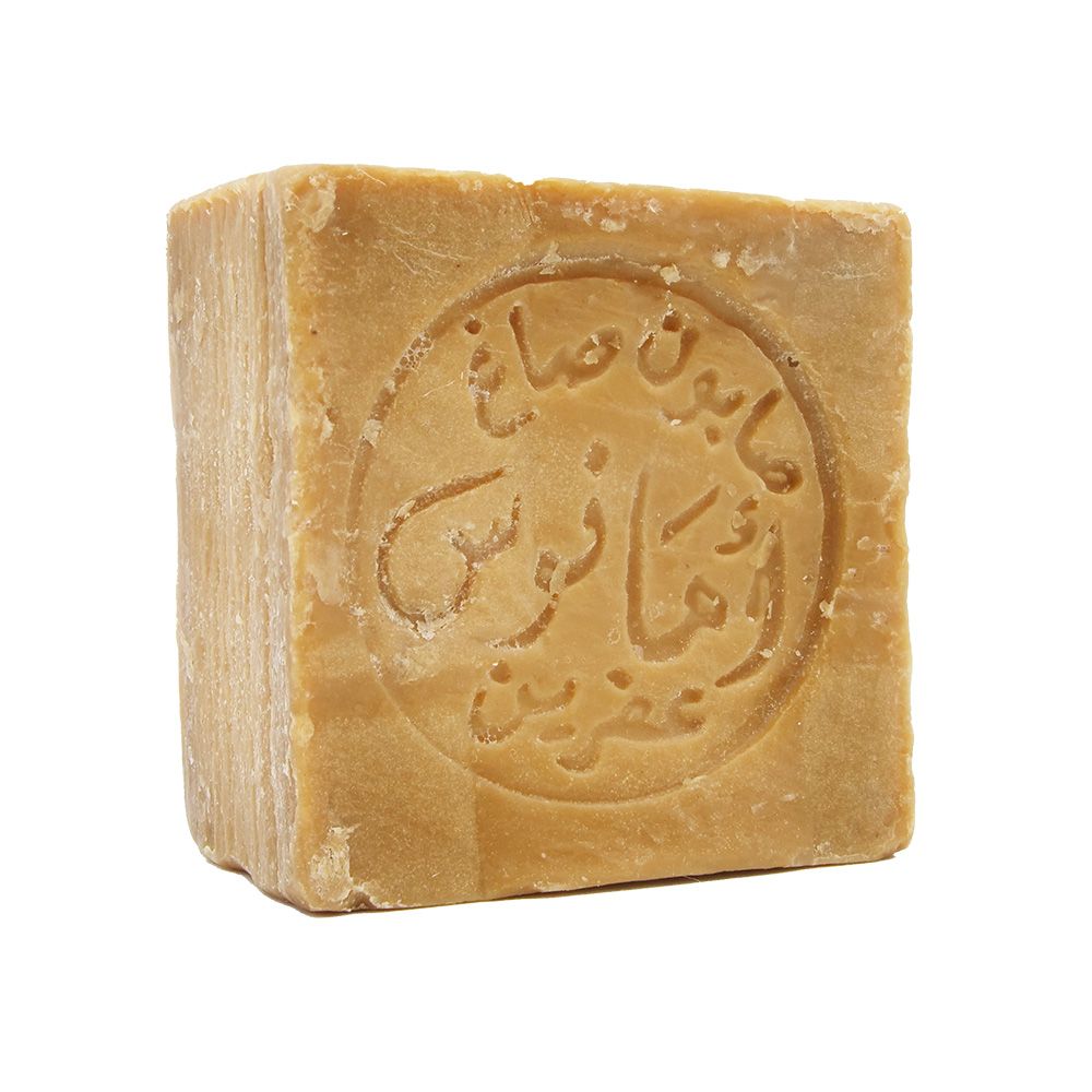 Un singolo sapone quadrato, caratteri arabi circolari. Colore marrone chiaro.