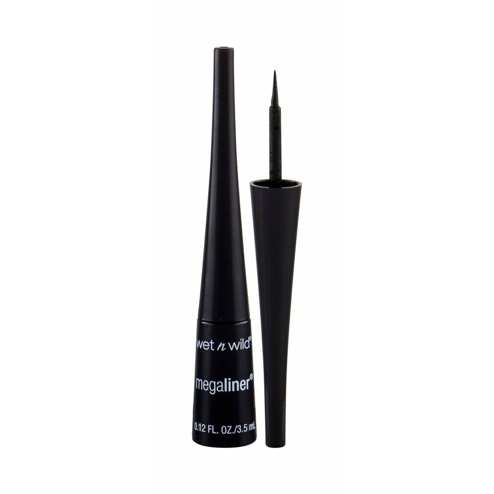 Eyeliner liquido nero. Flacone e applicatore. Scritta: Wet n Wild, Mega Liner. Punta nera.