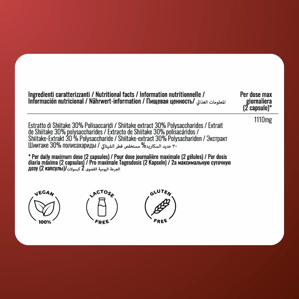 Oravita SHIITAKE Estratto Titolato 30% per Colesterolo, Immunità e Vitalità