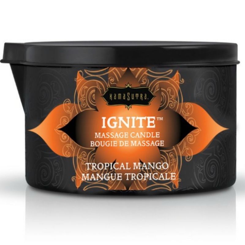 Candela da massaggio 'Ignite' Tropical Mango con coperchio.