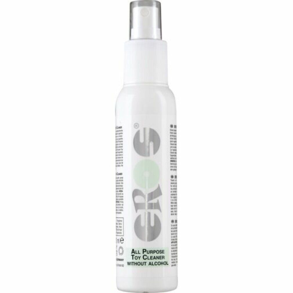 Flacone spray bianco con logo EROS e testo: ALL PURPOSE TOY CLEANER WITHOUT ALCOHOL.