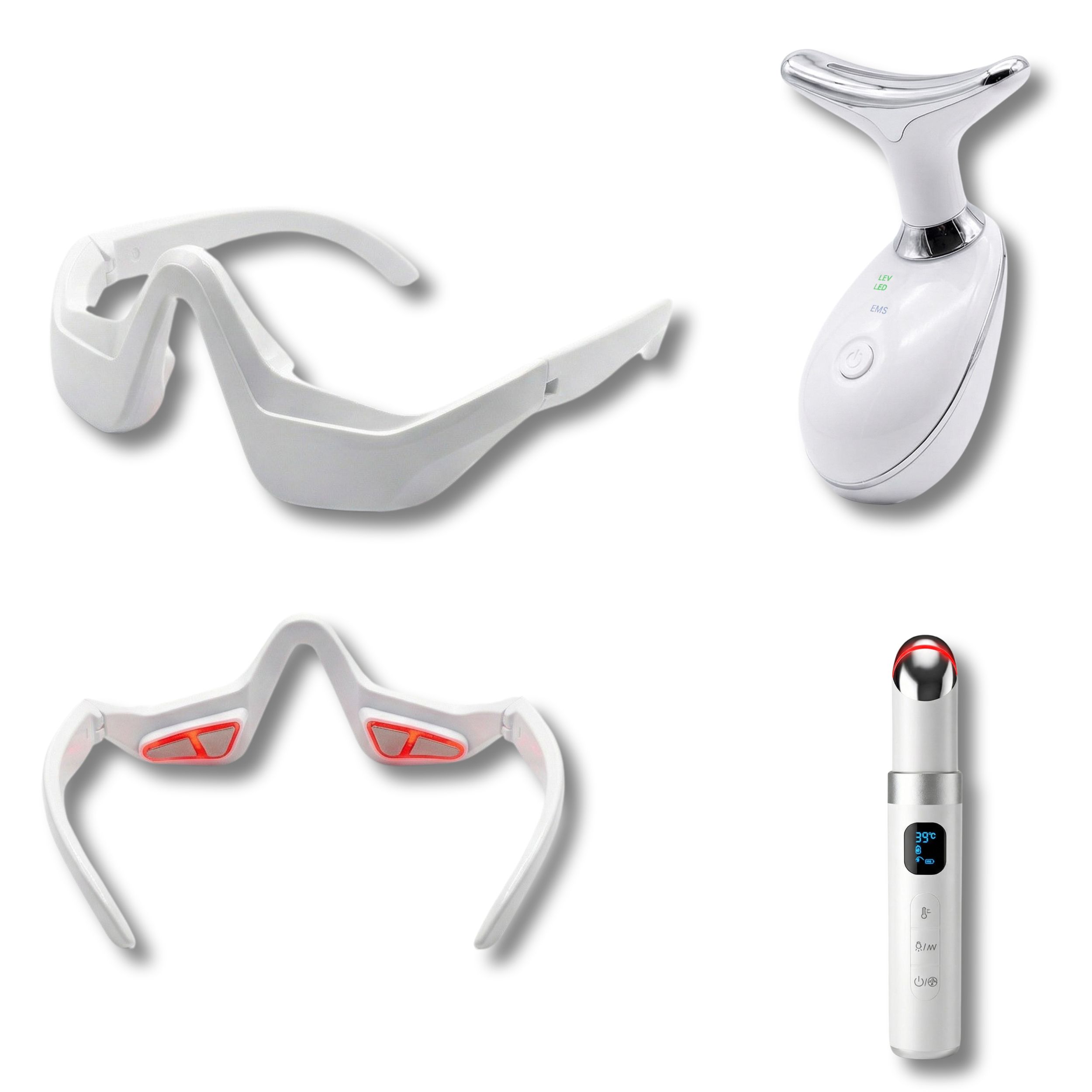 Cofanetto Sguardo e Incarnato Radioso – Trattamento Viso EMS LED + Maschera Oculare + Anti-Age Occhi